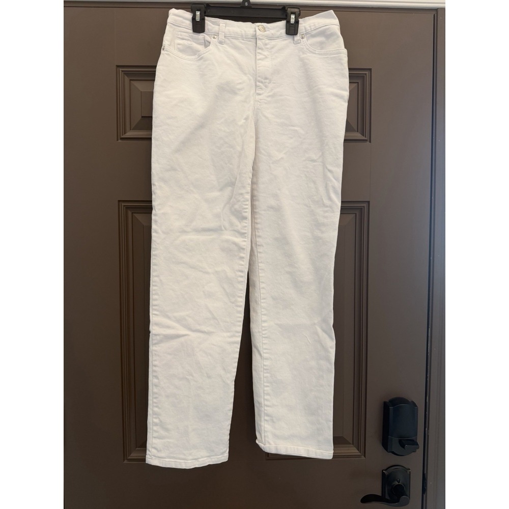 Gloria Vanderbilt Womens Amanda Jeans Size 10 White Mid-Rise Straight‎ Leg Denim